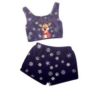 Womens Pyjamas Set Christmas Deer Head Print Pyjamas for Women Suspender Shorts 2 Piece Pjs Set Casual Loungewear for Festive Sleepwear and Home(Purple, XL)