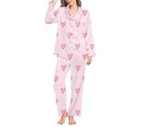 Women's Pyjamas Set for Women 2Pcs Underwear Women's Winter Spring Home Leisure Bow Love Loose Imitation Color Ding Pajama Sleepy Pants Set Underwear Clothes (Hot Pink, XL)
