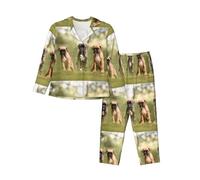 Women's Pyjamas Set Nightgown Sleepwear Pajamas Loungewear Sets,Boxer Dogs Puppies Pets Family Dogs,As Shown,M