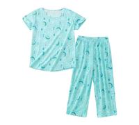 Womens Pyjamas Sets Ladies Pjs Women Pyjamas Set Causal Cotton Pyjama Cute Print Nightwear Plus Size Short Sleeve Top and Cropped Bottoms Pjs Set Cotton Loungewear Pyjama Shorts