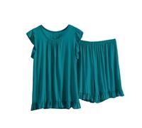 Women's Pyjamas Sets Sleeveless Cotton Tank Top with Shorts Cami Sleepwear Comfy Loose Fit Pj Sets Casual Summer Nightwear (Style1-Green, XXXXXL)