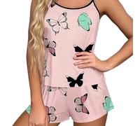 Womens Pyjamas Shorts Set Floral - Cotton Pyjamas Cami Ribbed 2 Pieces