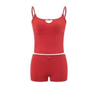 Womens Pyjamas Shorts Set Sexy Spaghetti Strap Cami Top Matching Shorts Pjs Set 2 Piece Sleepwear Loungewear (F-Red, M)