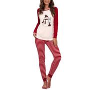 Women's Pyjamas Womens Pjs Sets 2 Piece Loungewear Sets Long Sleeve Leisure Suits Nightwear Homewear Sleepwear Winter Christmas Old Man Home 2 Of Pajamas Teen Pajamas Red
