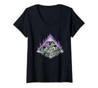 Women's Pyramid Mythology Extraterrestrial Psychedelic UFO V-Neck T-Shirt