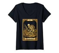 Women's Python Hunting Tarot Card Skeleton Snake Catcher Everglades V-Neck T-Shirt