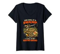 Women's Python Hunting You Call It A Swamp I Call It My Ground V-Neck T-Shirt