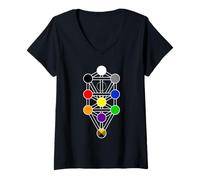 Womens Qabbalah Tree Queens Scale Colors - Hermetic Sephirot V-Neck T-Shirt