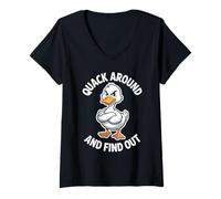 Women's Quack Around and Find Out Zero Tolerance for People V-Neck T-Shirt