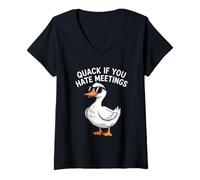 Womens Quack If You Hate Meetings Rubber Ducky design V-Neck T-Shirt