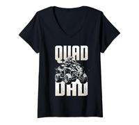 Women's Quad Dad ATV Offroad Rider Fathers Day V-Neck T-Shirt