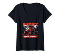 Women's Quadro Beast Energy Running Wolf Street Style V-Neck T-Shirt