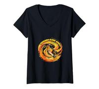 Women's Quadro Flow Spiral Motion Energy Design V-Neck T-Shirt