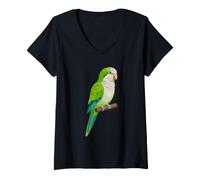 Women's Quaker Parrot Bird Vector V-Neck T-Shirt