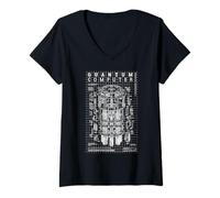 Women's Quantum Computer Diagram Qubit Computing Physics Science Lab V-Neck T-Shirt