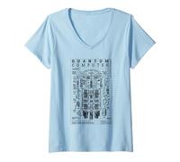 Women's Quantum Computer Diagram Qubit Computing Physics Science Lab V-Neck T-Shirt