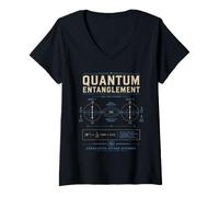 Women's Quantum Entanglement Physics Science Theory Graphic Wear V-Neck T-Shirt
