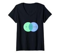 Womens Quantum Observer Effect Humor Venn Diagram Meme V-Neck T-Shirt