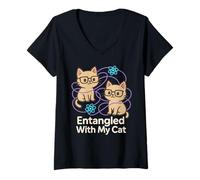 Womens Quantum Physics Meme Schrödinger Cat Uncertainty Principle V-Neck T-Shirt