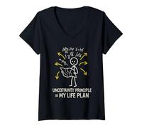 Womens Quantum Physics Meme Schrödinger Cat Uncertainty Principle V-Neck T-Shirt