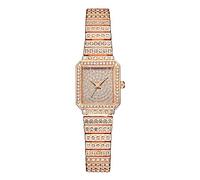 Women's Quartz Alloy Strap Watch Analog Quartz Wrist Watch Alloy Case Quadrilateral Full Diamond Dial Casual Dress Watches Elegant Women Business Wristwatch Simple Watch (Rose Gold, One Size)