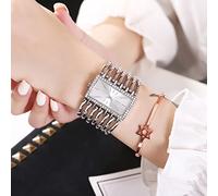 Womens Quartz Watches Trendy Rhinestone Ladies Steel Bracelet Watch Fashion Europe And The United States Style Quartz Square Student Ladies Watches Gift Female Wrist Watch for Women Girls Kids