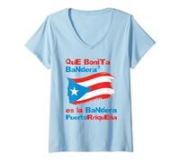 Womens Qué Bonita Bandera Puerto Rico Pride Design V-Neck T-Shirt