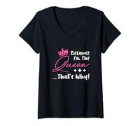 Womens Queen Attitude Diva Because I’m The Queen That’s Why V-Neck T-Shirt