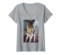 Womens Queen Freddie Mercury Brian May The Miracle Video Shoot V-Neck T-Shirt
