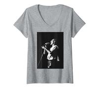 Womens Queen Freddie Mercury Singing Live NEC Arena The Works Tour V-Neck T-Shirt