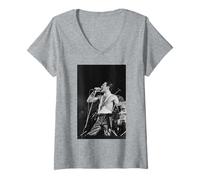 Womens Queen Lead Singer Freddie Mercury NEC Arena The Works Tour V-Neck T-Shirt