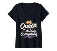 Womens Queen Of Absolutely Everything Confidence Feminism -- V-Neck T-Shirt