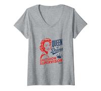 Womens Queen of Drama T Shirt Funny Shitshow Supervisor 2025 V-Neck T-Shirt