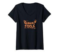 Womens Queen of Fools - Graffiti Style, Streetwear Graphic Design V-Neck T-Shirt