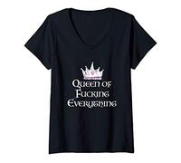 Womens Queen of Fucking Everything Women's Humor V-Neck T-Shirt