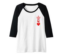 Womens Queen of Hearts Cards Matching Couple Saint Valentine's Day Raglan Baseball Tee