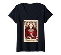 Women's Queen of Hearts Playing Card Costume Halloween Couples V-Neck T-Shirt
