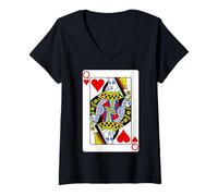 Womens Queen of Hearts V-Neck T-Shirt