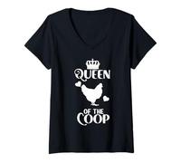 Women's Queen of The Coop Backyard Chicken Farmer V-Neck T-Shirt
