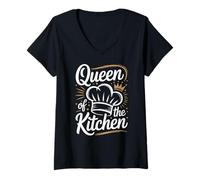 Women's Queen of The Kitchen Chef V-Neck T-Shirt