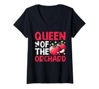 Womens Queen of The Orchard Apple V-Neck T-Shirt