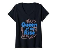 Women's Queen of The Rise Funny Sourdough Bread Baking Chef Starter V-Neck T-Shirt