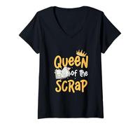 Women's Queen of The Scrap Awesome Scrapbook Maker Paper Crafters V-Neck T-Shirt