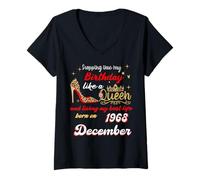 Womens Queen was Born in December 1968 Stepping into My Birthday V-Neck T-Shirt