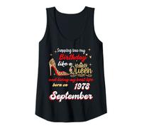 Womens Queen Was Born in September 1978 Stepping into my birthday Tank Top