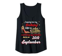 Womens Queen Was Born in September 2010 Stepping into my birthday Tank Top