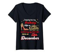 Womens Queen was Born on December 12 Stepping into My Birthday V-Neck T-Shirt