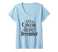 Womens Queens are Born in December - Birthdays V-Neck T-Shirt