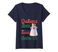 Women's Queens are Born in June The Real Queens are Born On June 25 V-Neck T-Shirt