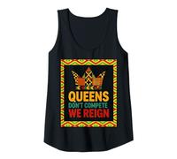 Womens Queens Don’t Compete We Reign Kente Crown African Pride Tank Top
